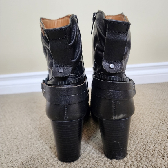 PIKOLINOS Black Leather Ankle Heel Boots Side  Zip US 9-9.5 - Picture 6 of 12